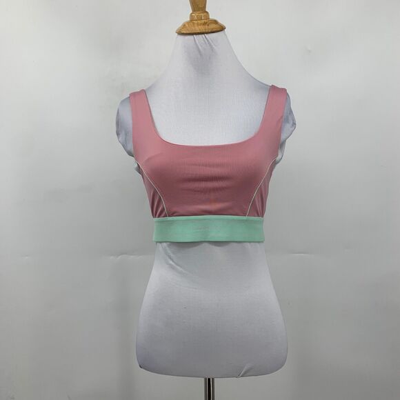 Fabletics Sports Bra Womens S Small Woodrose Green Tea Medium Impact Piped Yoga - Picture 2 of 8
